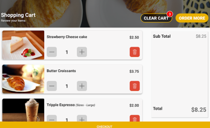 screenshot of Applova Self Ordering Kiosk
